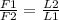 \frac{F1}{F2} =\frac{L2}{L1} &#10;