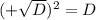 (+ \sqrt{D} )^2 = D