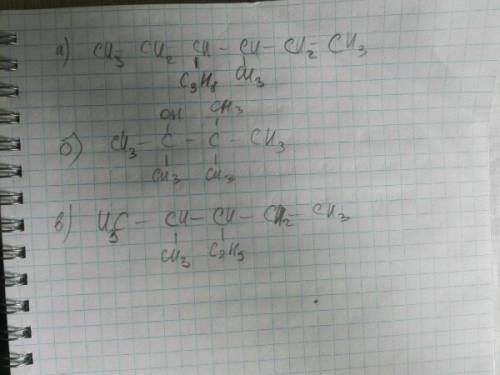 Составить структурные формулы : а) 3-пропил, 4-метилгексаналь ; б)2,3,3-триметилбутанол-2; в) 2-мети
