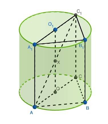 Вцилиндре на окружности нижнего основания отмечены точки а и в, на окружности верхнего основания отм
