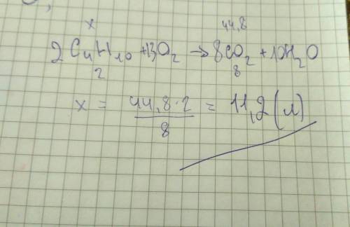 При сгорании бутана образуется 44,8 .углекислого газа .сколько при этом бутана расходуется
