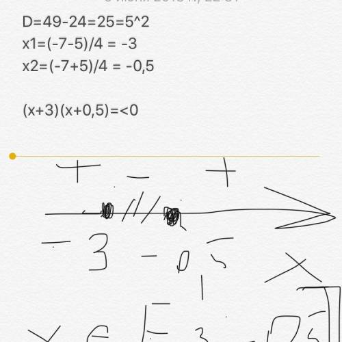 Решите неравенство 2х^2 (в квадрате)+7х+3≤0