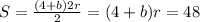 S=\frac{(4+b)2r}{2}=(4+b)r=48