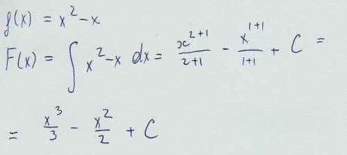 Для функции f(x)=x^2-x укажите первообразную функцию