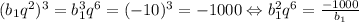 (b_{1}q^{2})^{3}=b_{1}^{3}q^{6}=(-10)^{3}=-1000 \Leftrightarrow b_{1}^{2}q^{6}= \frac{-1000}{b_{1}}