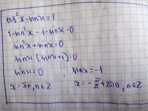 Найдите корень уравнения cos^2x-sinx=1