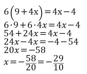Найдите корень уравнения 6(9+4х)=4х-4.в подробностях