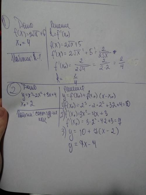 Пож с . 1. 2. найдите угловой коэффициент касательной, проведённой к графику функции y=f(x) в точке