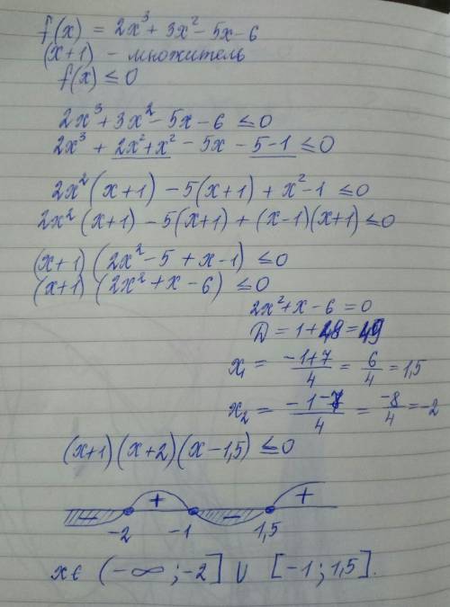 Учитывая, что f (x) = 2x^3 + 3x^2 - 5x - 6 и (x + 1) является фактором, полностью разложите многочле