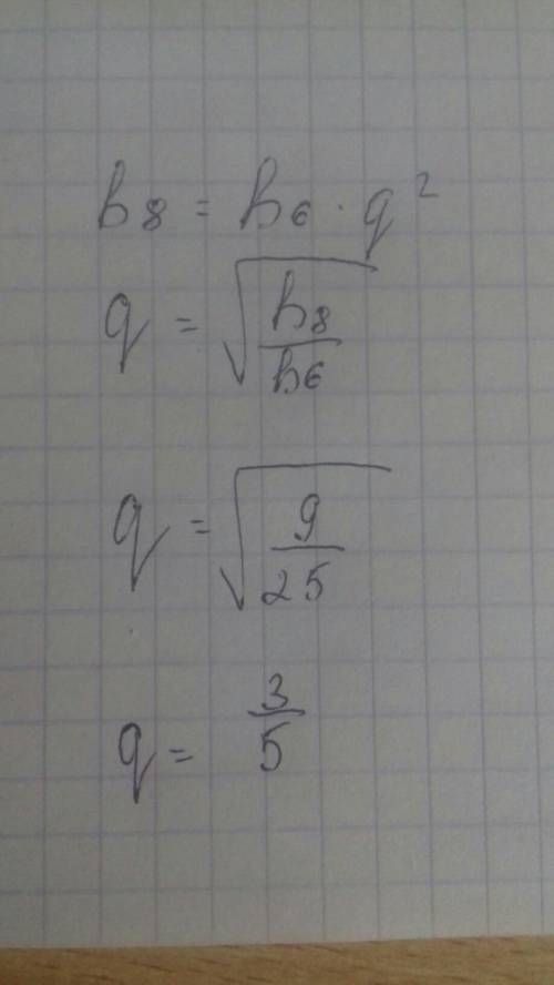 B6=25. b8=9. знайти знаменник ї прогресії