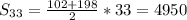 S_{33} = \frac{102+198}{2} *33 = 4950