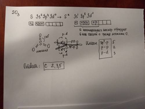 Перекрыванием каких орбиталей образованы связи в молекуле so3? 1)sp2-sp2 2)p-p 3)p-d 4)d-d 5)sp2-p 6