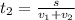 t_2=\frac{s}{v_1+v_2}