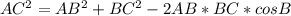 AC^2=AB^2+BC^2-2AB*BC*cosB