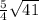 \frac{5}{4} \sqrt{41}