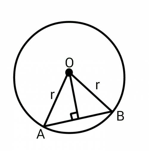 Решите , все (с рисунком) найдите расстояние от центра о окружности радиусом r до хорды ав, если уго