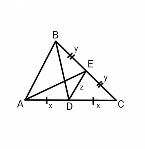 Втреугольнике abc проведены медианы ae и bd. найдите периметр треугольника abc, если периметр треуго