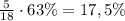 \frac{5}{18}\cdot 63\%=17,5\%