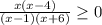 \frac{x (x-4)}{(x-1)(x+6)} \geq 0