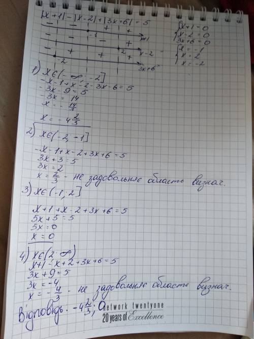 Решить уравнение : объясните, если вам не трудно |x+1|-|x-2|+|3x+6|=5