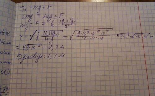 Кулька масою 10 г має заряд 10 мкл і висить на шовковій нитці. коли до неї знизу піднесли кульку, за