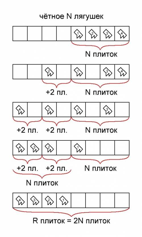 На дороге шириной в одну плитку и длиной в r плиток сидят лягушки. они занимают начало дороги, распо