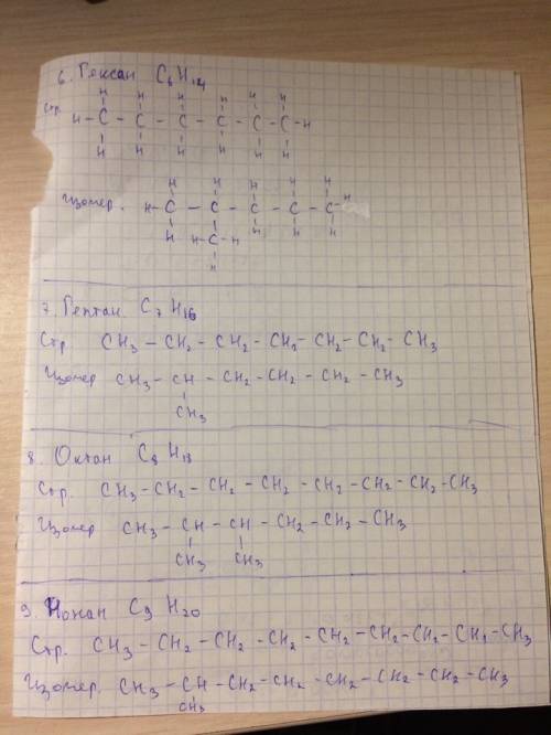 Записать формулы состава и формулы строения (нормального) первых 12-ти представителей ряда алканов.