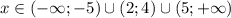 x \in (-\infty; -5) \cup(2;4) \cup (5; +\infty)