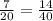 \frac{7}{20} = \frac{14}{40}