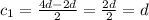 c_1=\frac{4d-2d}{2}=\frac{2d}{2}=d