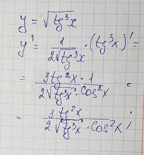 Найти производную функции: y=корень из tg^3