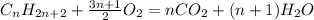 C_{n}H_{2n+2} + \frac{3n+1}{2}O_{2} = nCO_{2} + (n+1)H_{2}O