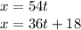 x = 54t \\ x = 36t + 18