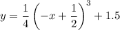 y=\dfrac{1}{4}\left(-x+\dfrac{1}{2}\right)^3+1.5