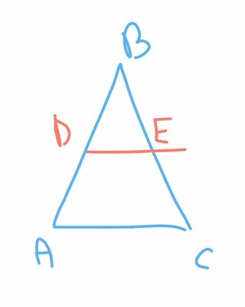 Дано: ∆abc, de||ac, d принадлежит ab, e принадлежит bc, be=7см, ac=20см, de=10см. найти: bc