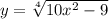 y=\sqrt[4]{10x^2-9}