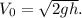 V_0 = \sqrt{2gh}.