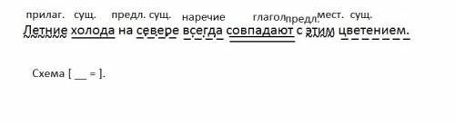 Синтаксический разбор предложения. летние холода на севере всегда с этим цветением