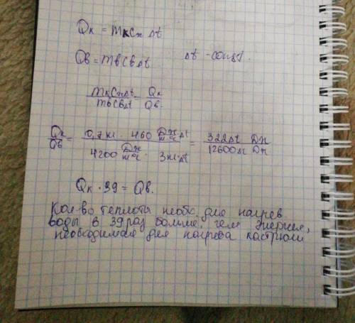 Вода массой 3кг нагревается в железной кастрюле массой 700г.сравните энергии,необходимые для нагрева