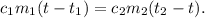 c_1m_1(t - t_1) = c_2m_2(t_2 - t).