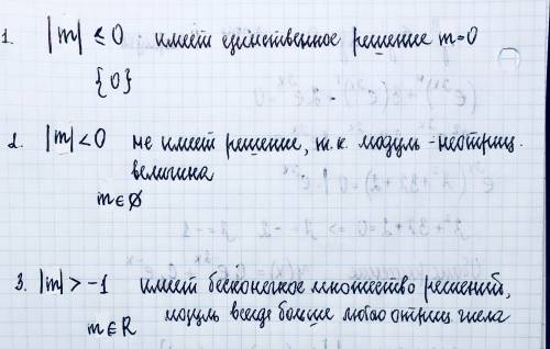 Напишите такое неравенство с переменной м модуле чтобы оно: 1)имело одно решение; 2)не имело решения