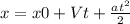 x = x0 + Vt + \frac{at^2}{2}