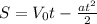 S=V_{0} t-\frac{at^{2} }{2} \\