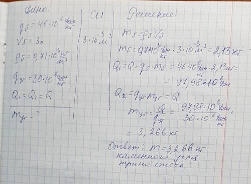 Сколько каменного угля надо сжечь, чтобы получить столько же энергии, сколько ее выделяется при сгор