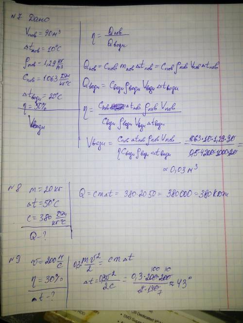 , , только с обьяснением7. повітря в кімнаті об'смом 90 м нагрівасться на 10 с. який об'см гарячої в