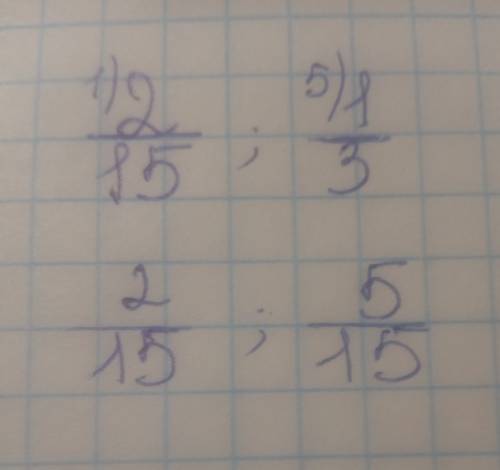 Как найти наибольший знаменатель чисел 2/15 и 1/3