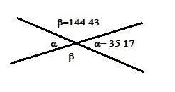 При пересечении двух прямых образовалось четыре неразвернутых угла. найдите эти углы, если один из н