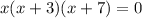 x(x+3)(x+7) = 0