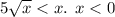 5 \sqrt{x} < x. \: \: x < 0