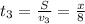 t_{3}=\frac{S}{v_{3}}=\frac{x}{8}